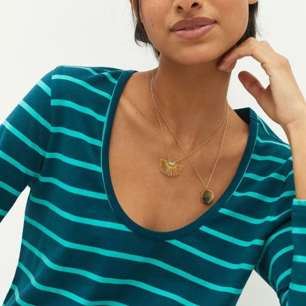Anthropologie Daily Practice Scoop Neck Tee Striped Top L